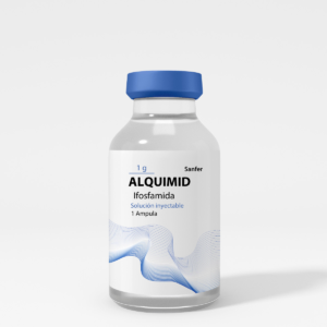 Ámpula de Alquimid 1 g, tratamiento quimioterapéutico para cáncer.