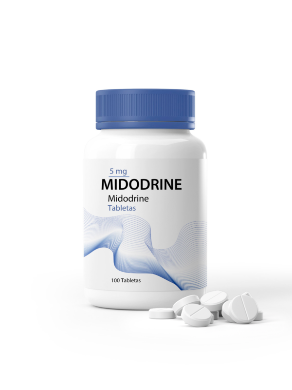 Tabletas de Midodrine 5 mg, utilizadas para tratar la hipotensión ortostática.