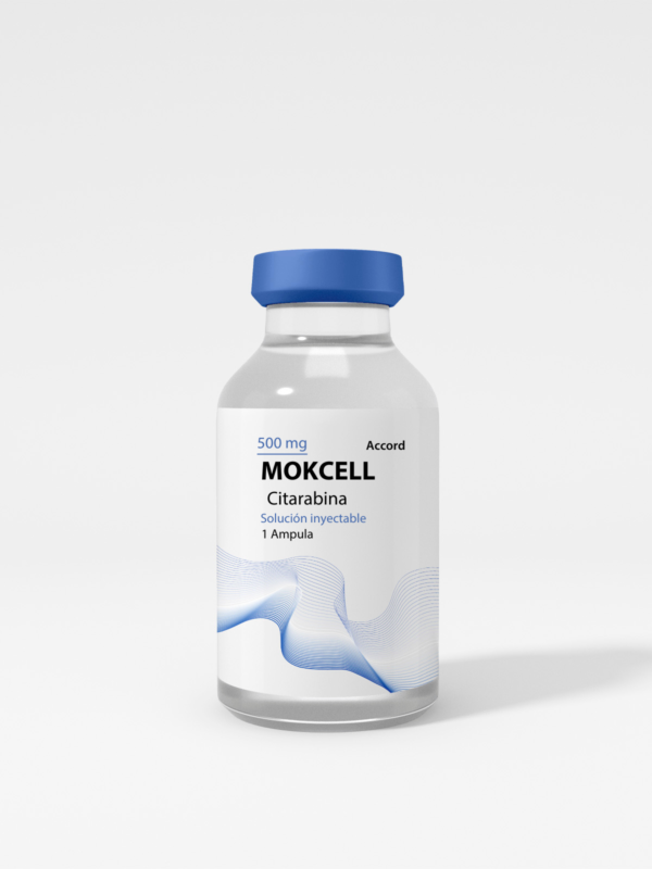 Caja de Mokcell 500 mg, tratamiento oncológico.